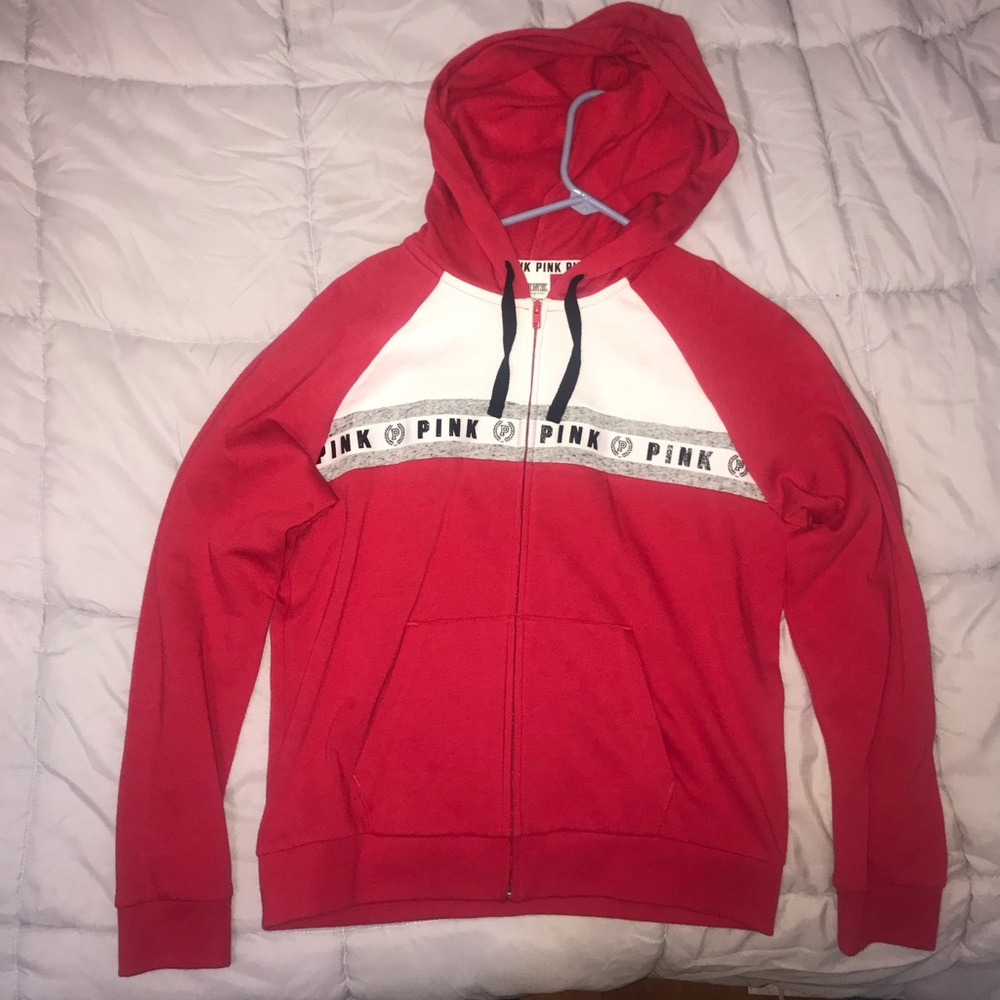PINK red zip up sweatshirt
